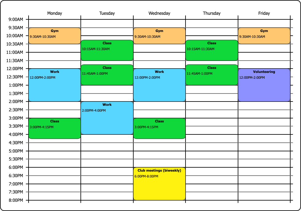 My fall schedule. It doesn't look that busy but looks can be deceiving.